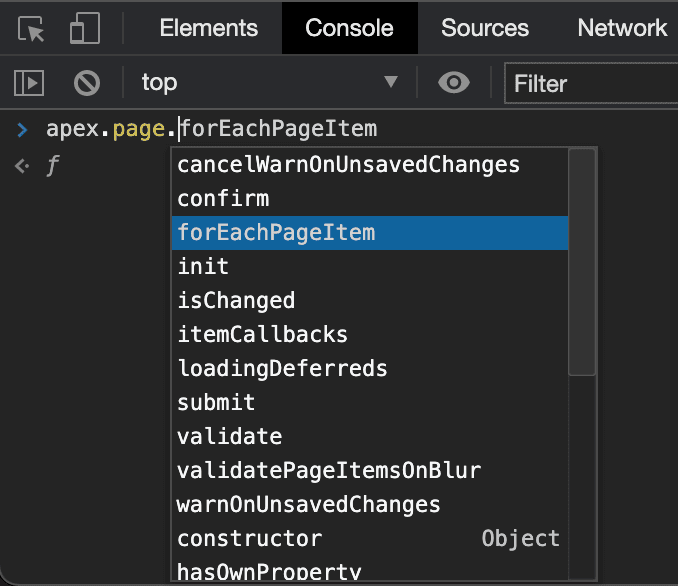 Loop through all page items in APEX