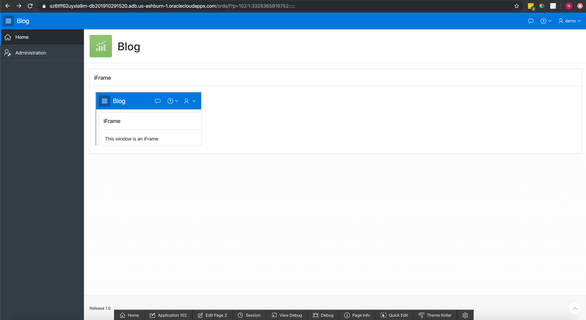 iFrame Developer Toolbar Wrong Page Fix